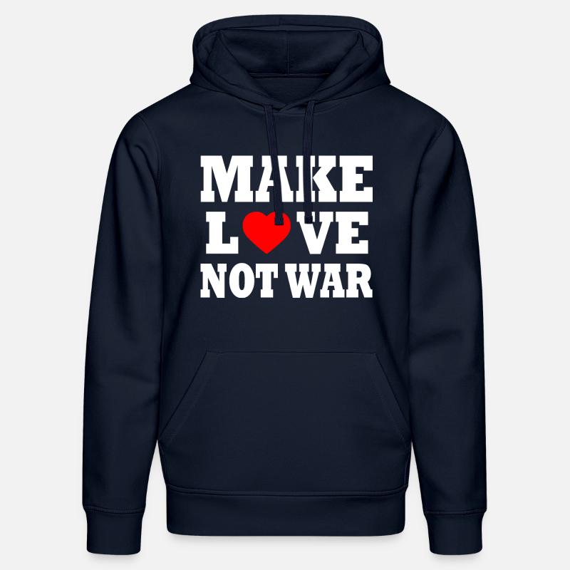 Make love not war - Sweat à capuche bio DRUMMER Stanley/Stella Unisexe - bleu marine