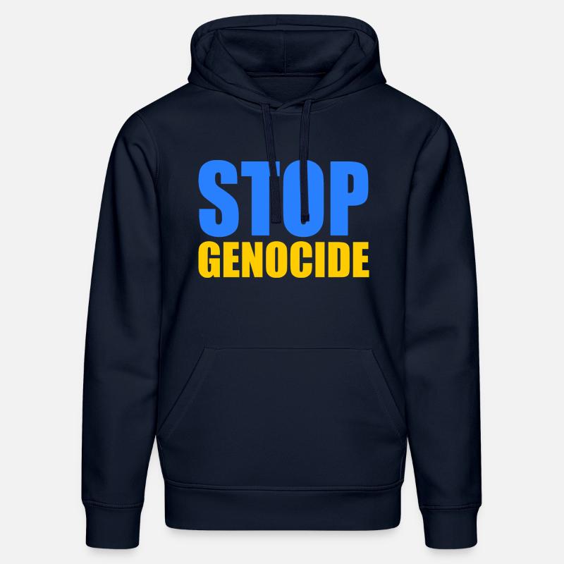 Stop genocide - Sweat à capuche bio DRUMMER Stanley/Stella Unisexe - bleu marine