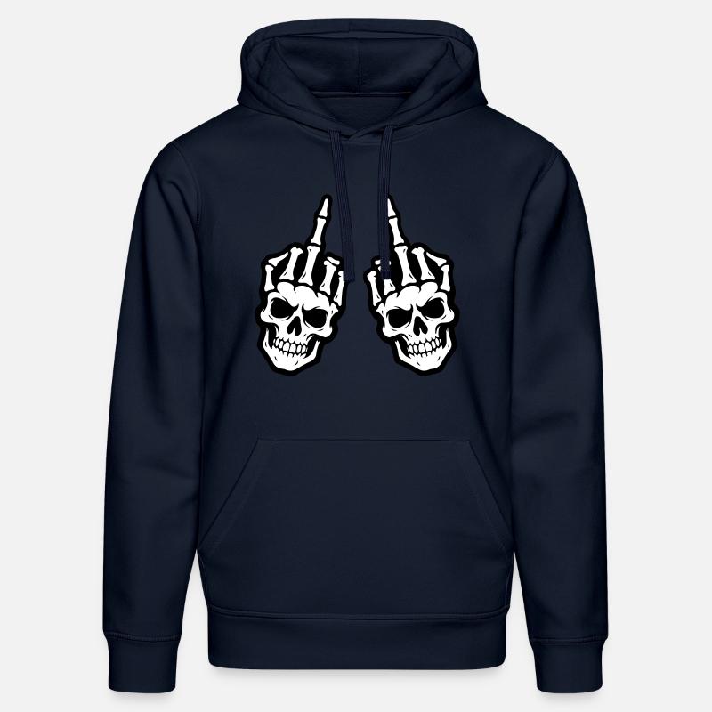 Main squelette du majeur - Sweat à capuche bio DRUMMER Stanley/Stella Unisexe - bleu marine