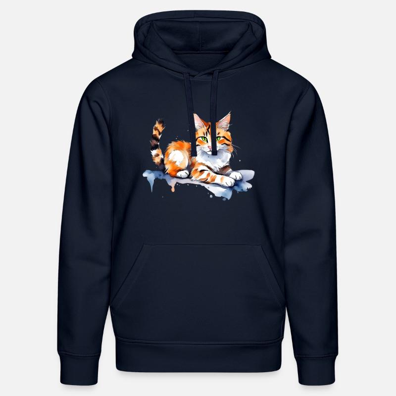 Chat dans la neige - Sweat à capuche bio DRUMMER Stanley/Stella Unisexe - bleu marine