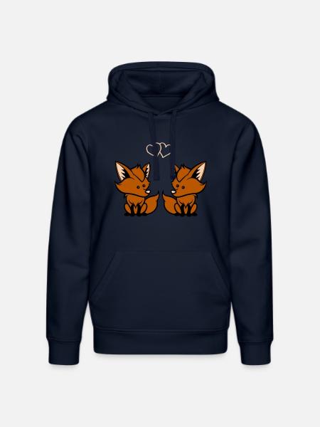 Foxes in love - Stanley/Stella DRUMMER Unisex Organic Hoodie - french navy