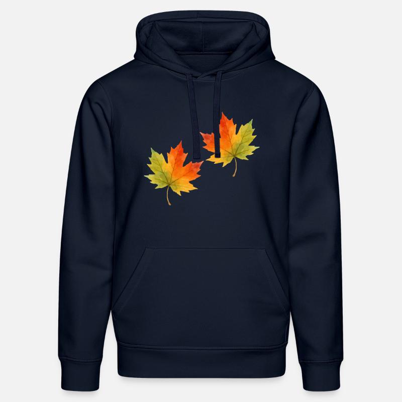 Feuille d’érable Feuille Aquarelle 2 - Sweat à capuche bio DRUMMER Stanley/Stella Unisexe - bleu marine