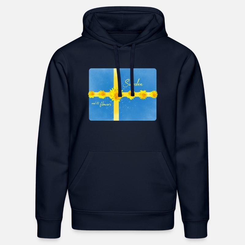 Suède Fleurs Suède Drapeau - Sweat à capuche bio DRUMMER Stanley/Stella Unisexe - bleu marine
