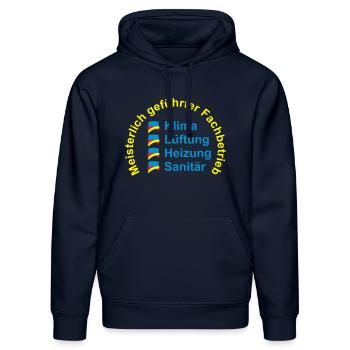 Klima Lüftung Heizung Sanitär - Meisterlich - Stanley/Stella Unisex Bio-Hoodie DRUMMER  - French Navy - Vorne - Marisol (170cm) & Nik (191cm)