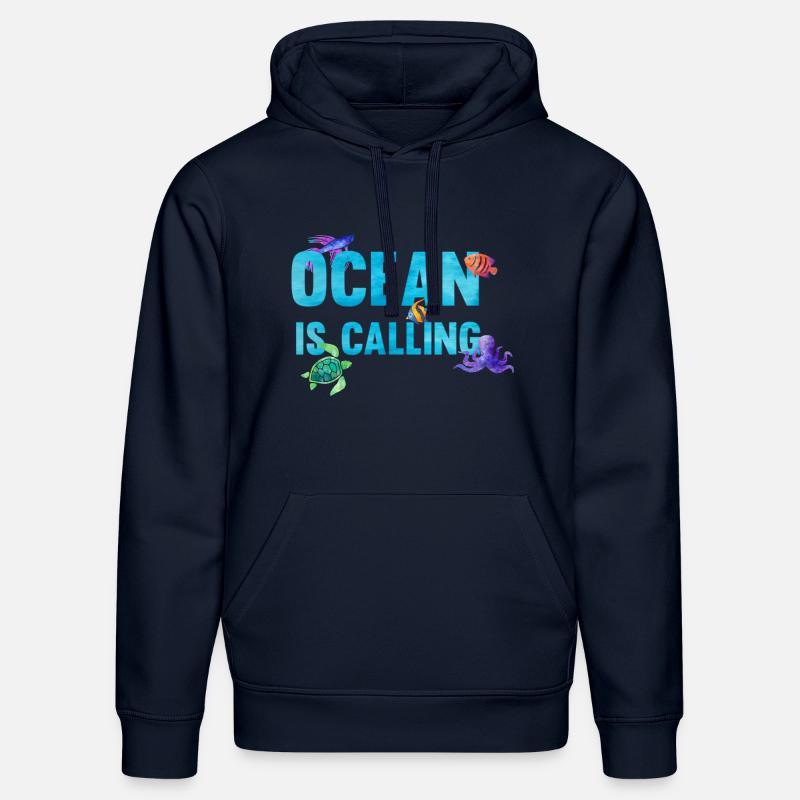 Ocean is calling - Sweat à capuche bio DRUMMER Stanley/Stella Unisexe - bleu marine