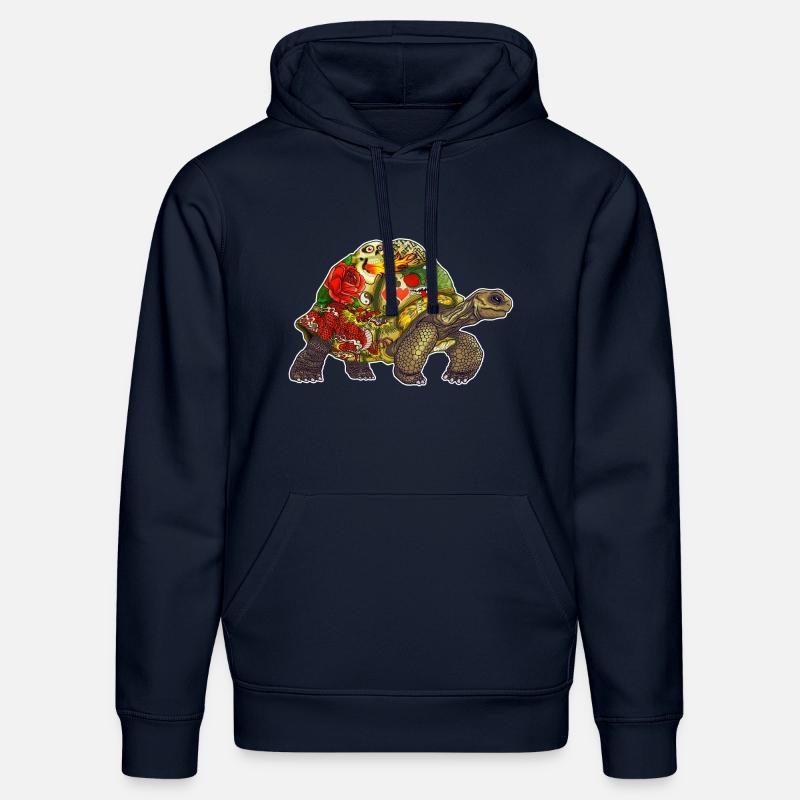 Turtle Tattoo - white contour - Sweat à capuche bio DRUMMER Stanley/Stella Unisexe - bleu marine