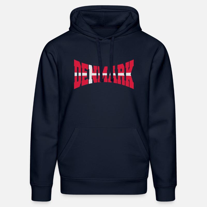 Denmark Danmark Flag Logo Design - Sweat à capuche bio DRUMMER Stanley/Stella Unisexe - bleu marine