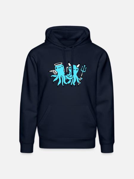 2 Octopus Devil Angel Heaven Hell Team Friends - Stanley/Stella DRUMMER Unisex Organic Hoodie - french navy