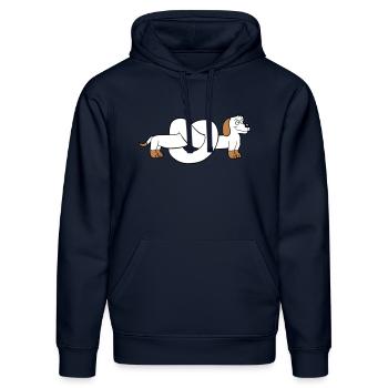 Hund Dackel Brezel Form Knoten Langer Körper Comic - Stanley/Stella Unisex Bio-Hoodie DRUMMER  - French Navy - Vorne - Marisol (170cm) & Nik (191cm)