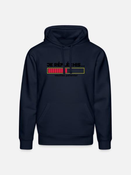 JE Réfléchis,drôle,citations,humour,formes - Sweat à capuche bio DRUMMER Stanley/Stella Unisexe - bleu marine