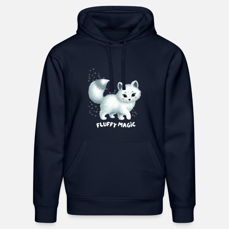 Renard Blanc avec Chaton Toutoux - Sweat à capuche bio DRUMMER Stanley/Stella Unisexe - bleu marine
