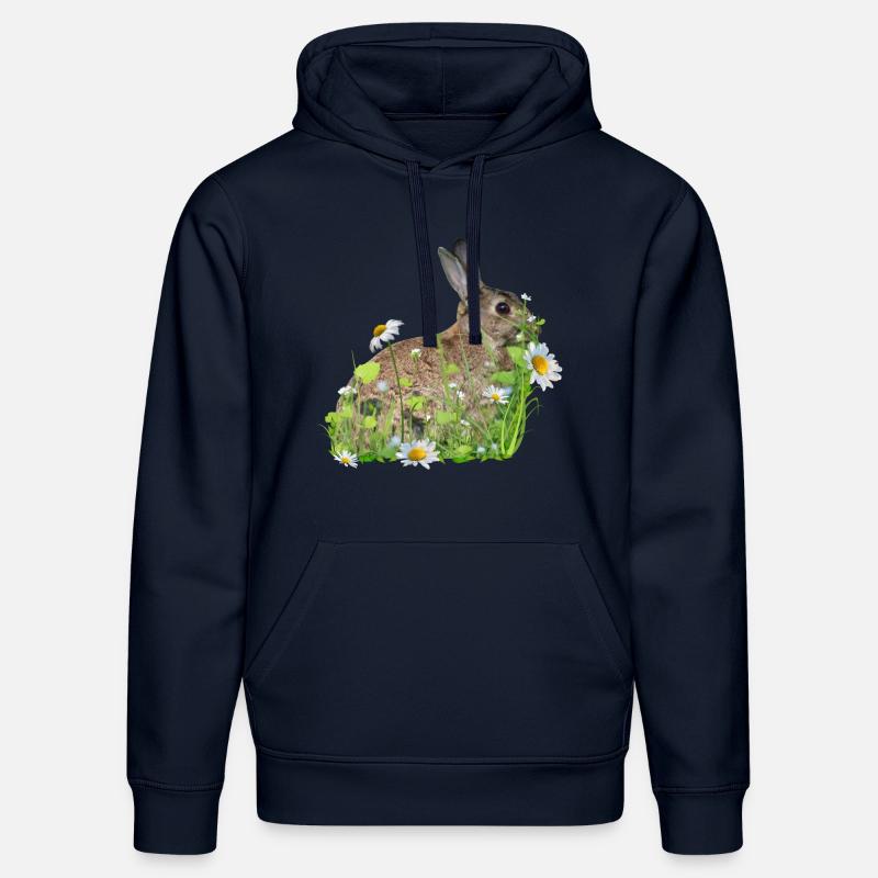 Fleurs blanches de lapin - Sweat à capuche bio DRUMMER Stanley/Stella Unisexe - bleu marine