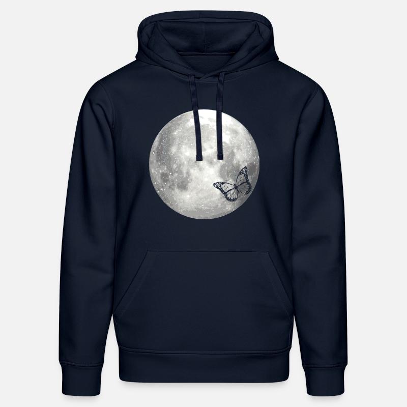 full moon butterfly - Sweat à capuche bio DRUMMER Stanley/Stella Unisexe - bleu marine