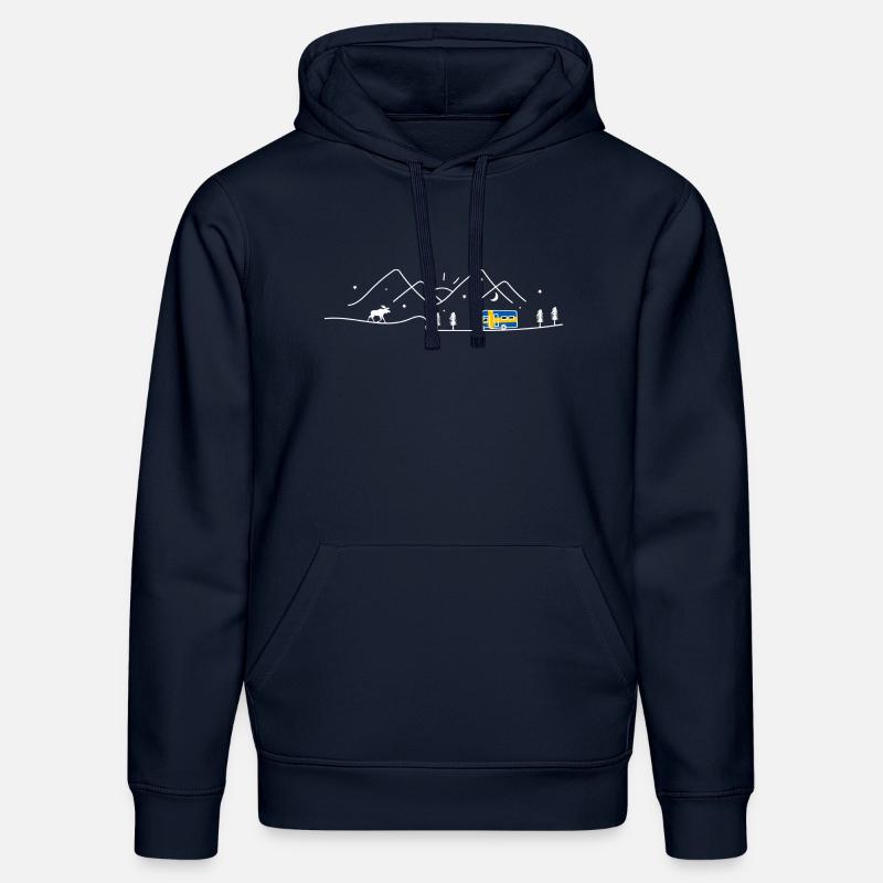 Suède Camping Camping-car Sverige Design - Sweat à capuche bio DRUMMER Stanley/Stella Unisexe - bleu marine