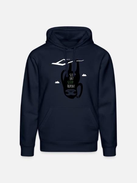 Sleep Eat Sleep Repeat Sloth - Stanley/Stella DRUMMER Unisex Organic Hoodie - french navy