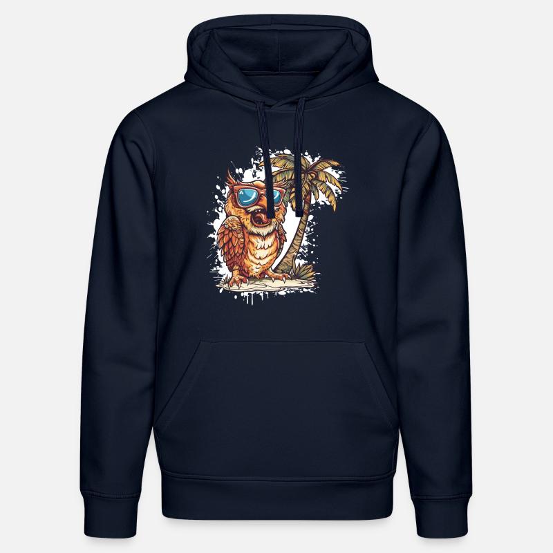 Owl Island Palmier - Sweat à capuche bio DRUMMER Stanley/Stella Unisexe - bleu marine