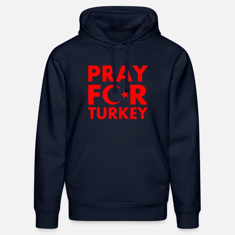 Pray for turkey - Sweat à capuche bio DRUMMER Stanley/Stella Unisexe - bleu marine
