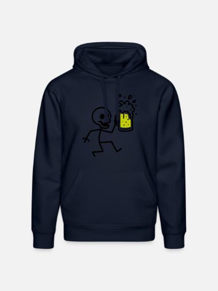 Skeleton Beer Drinking - Stanley/Stella DRUMMER Unisex Organic Hoodie - french navy