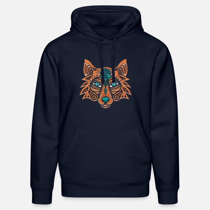 fox-tribal-design - Sweat à capuche bio DRUMMER Stanley/Stella Unisexe - bleu marine