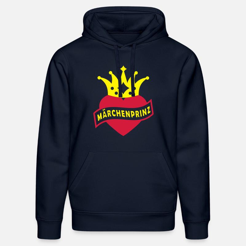 Med Heart & Crown - Prince Charming - Stanley/Stella DRUMMER økologisk unisex-hettegenser - navy