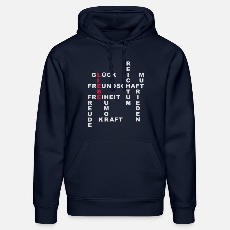 LOVE / CHANCE - Sweat à capuche bio DRUMMER Stanley/Stella Unisexe - bleu marine
