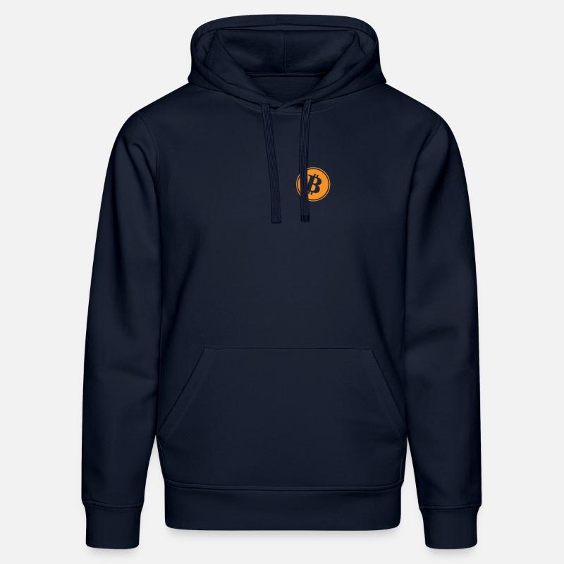Poche avec logo Bitcoin - Sweat à capuche bio DRUMMER Stanley/Stella Unisexe - bleu marine