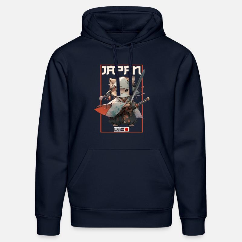 Chat d’Asie Samouraï japonais Samouraï - Sweat à capuche bio DRUMMER Stanley/Stella Unisexe - bleu marine