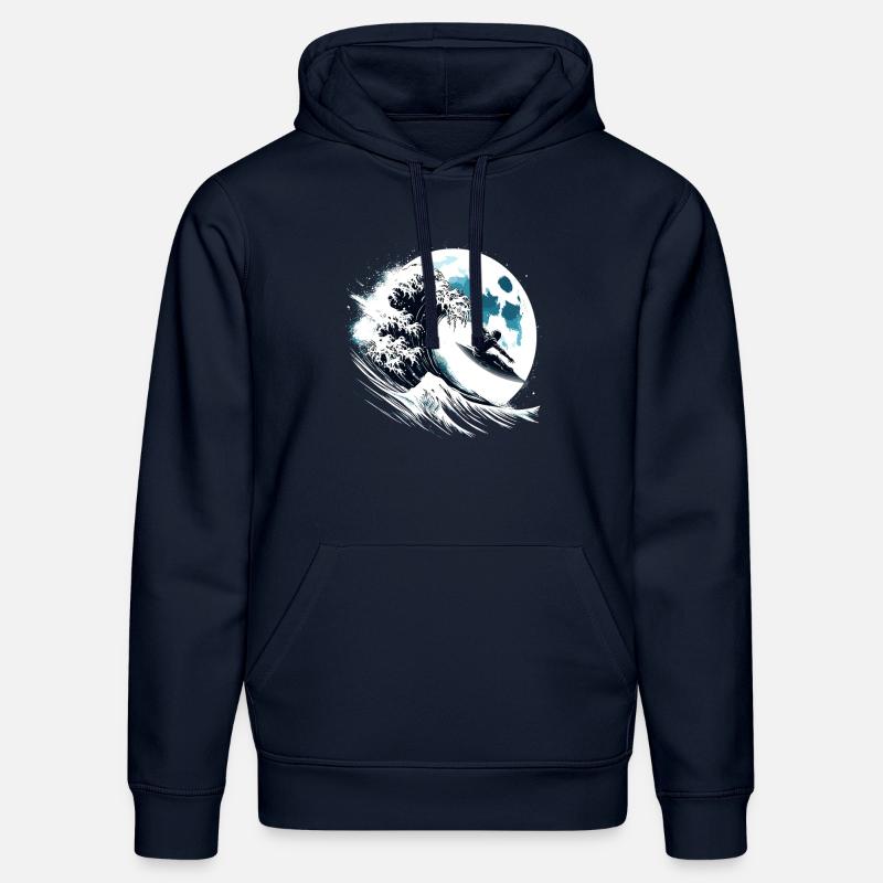 Astronaute Surfeur Moon Surfer - Sweat à capuche bio DRUMMER Stanley/Stella Unisexe - bleu marine