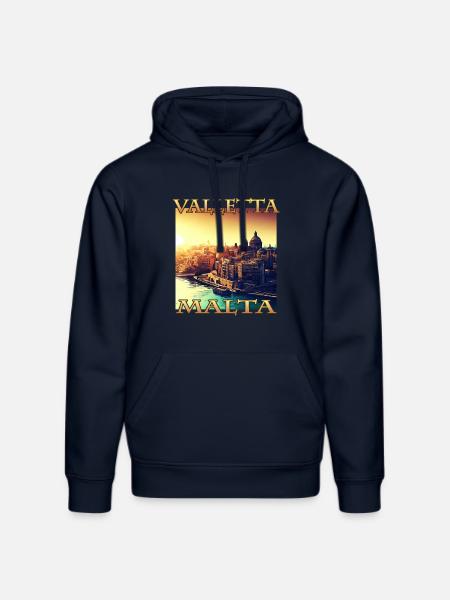 Sunset in Valletta: City Harbour in - Stanley/Stella DRUMMER Unisex Organic Hoodie - french navy