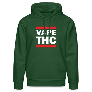 Vape THC White - Stanley/Stella DRUMMER Unisex Organic Hoodie - bottle green - Front - Liana (172cm) & Jaron (178cm)