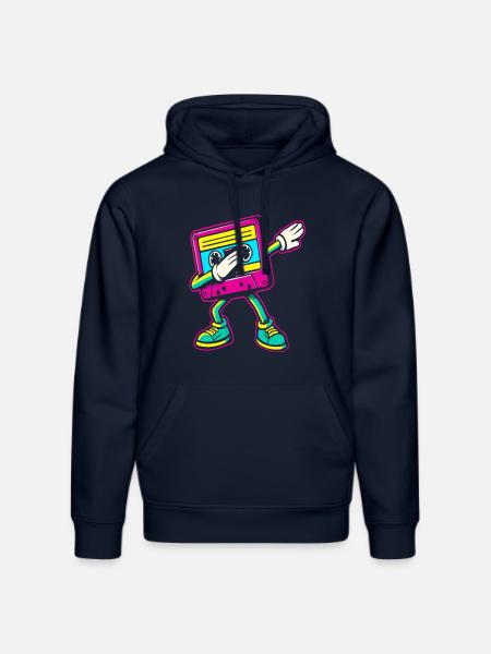 80s 90s Cassette Dabbing - Stanley/Stella DRUMMER Unisex Organic Hoodie - french navy
