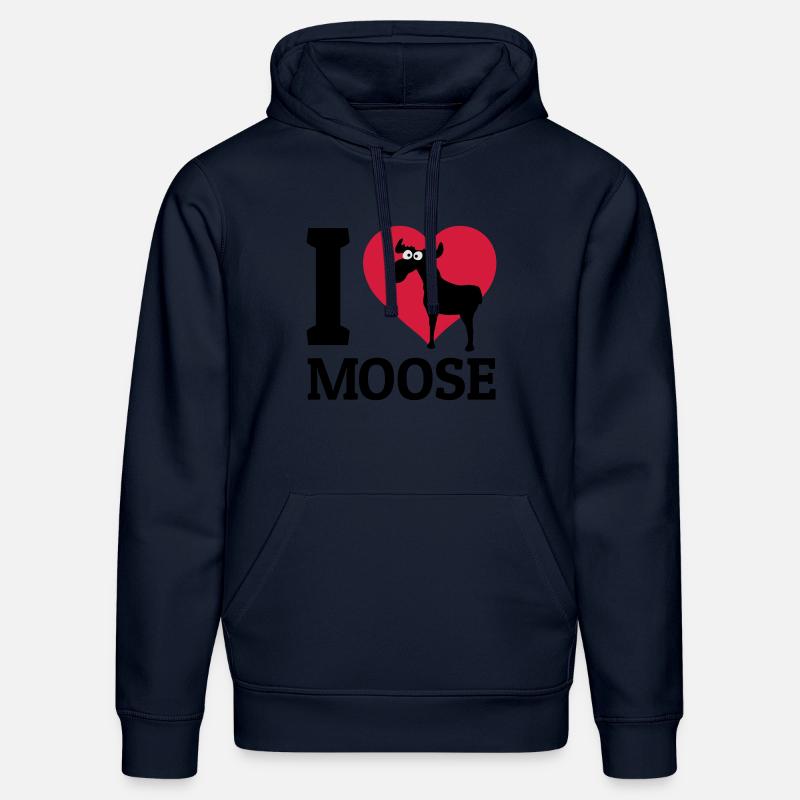 I love Moose - Sweat à capuche bio DRUMMER Stanley/Stella Unisexe - bleu marine