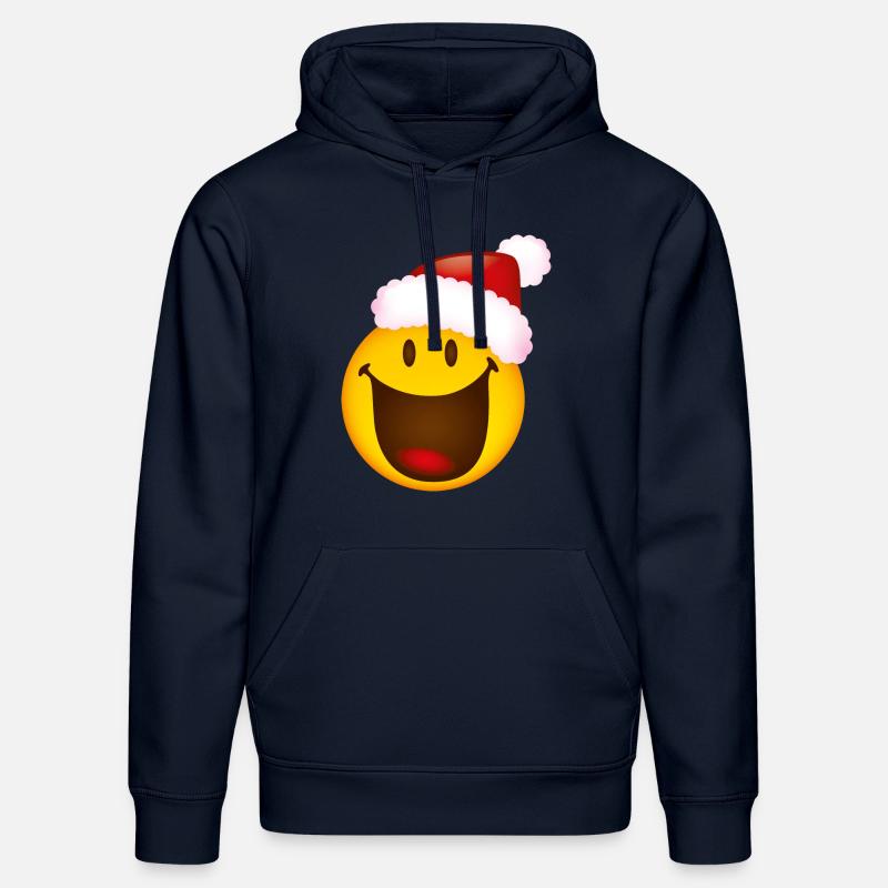 Smiley Glossy Big Happy Christmas - Sweat à capuche bio DRUMMER Stanley/Stella Unisexe - bleu marine
