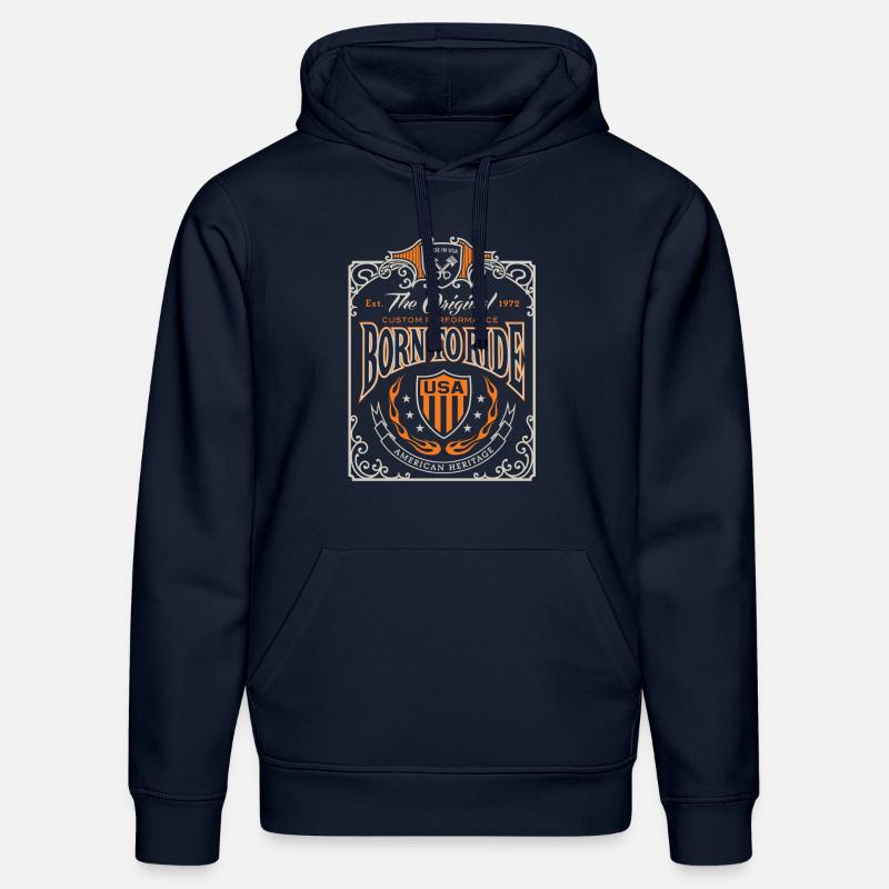 Né pour monter - Sweat à capuche bio DRUMMER Stanley/Stella Unisexe - bleu marine