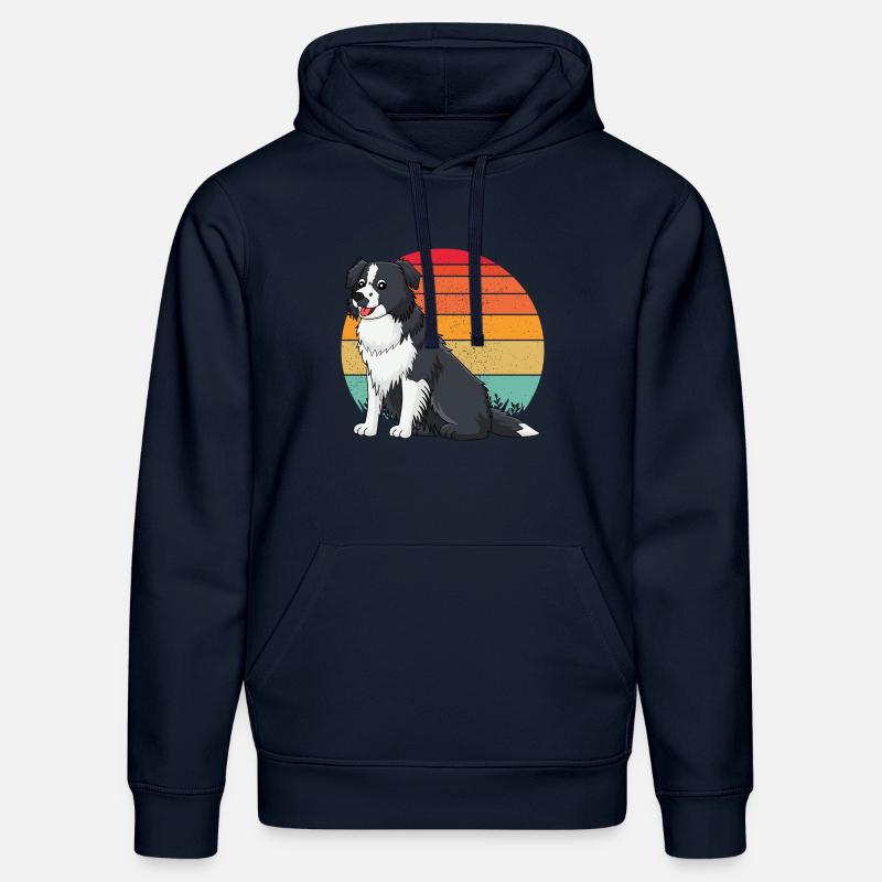 Border collie Retro 2 - Sweat à capuche bio DRUMMER Stanley/Stella Unisexe - bleu marine