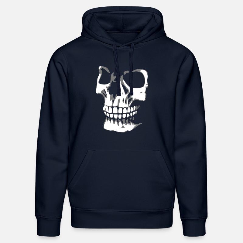 Visage de crâne 3D gauche - Sweat à capuche bio DRUMMER Stanley/Stella Unisexe - bleu marine