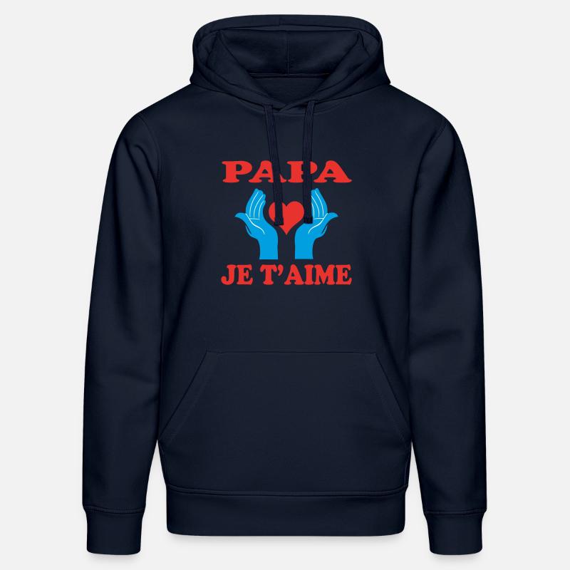 PAPA JE T'AIME - Sweat à capuche bio DRUMMER Stanley/Stella Unisexe - bleu marine