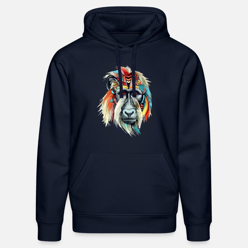 Folu le mandrill - Sweat à capuche bio DRUMMER Stanley/Stella Unisexe - bleu marine