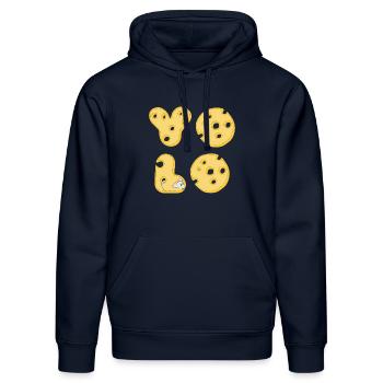 kaese yolo - Stanley/Stella Unisex Bio-Hoodie DRUMMER  - French Navy - Vorne - Marisol (170cm) & Nik (191cm)