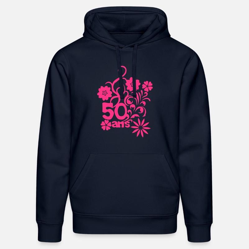 50 ans fleur anniversaire - Sweat à capuche bio DRUMMER Stanley/Stella Unisexe - bleu marine