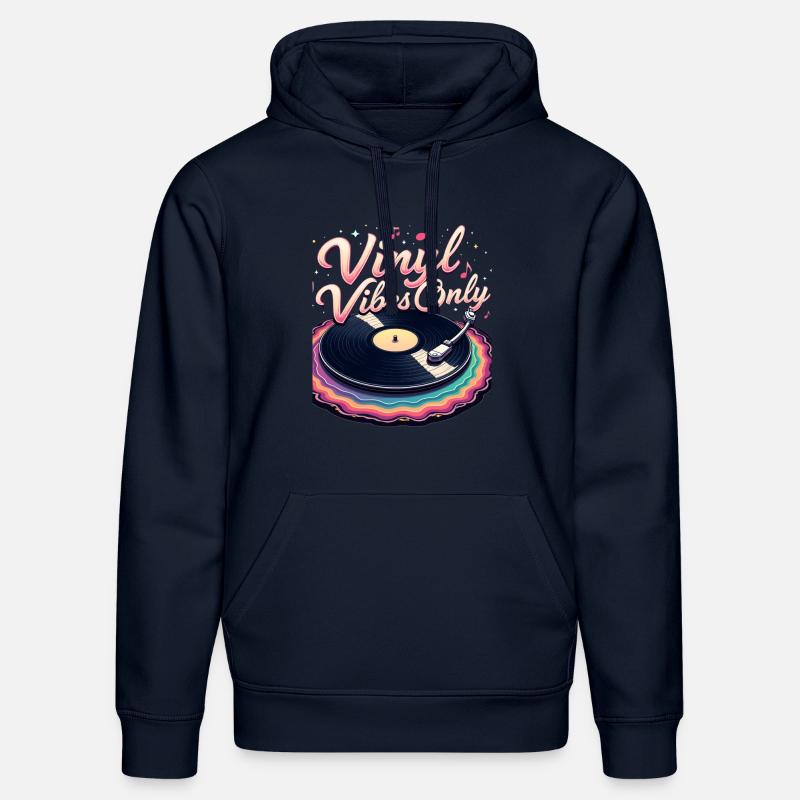 Vibrations vinyle uniquement - Sweat à capuche bio DRUMMER Stanley/Stella Unisexe - bleu marine