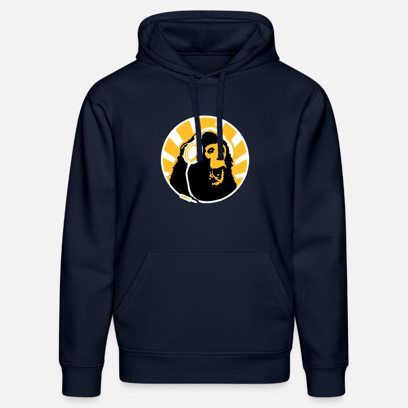 Monkey with Headphones - Sweat à capuche bio DRUMMER Stanley/Stella Unisexe - bleu marine