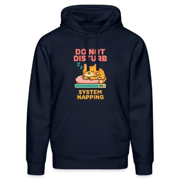 Cat Nap - Nicht stören – System schläft - Stanley/Stella Unisex Bio-Hoodie DRUMMER  - French Navy - Vorne - Marisol (170cm) & Nik (191cm)