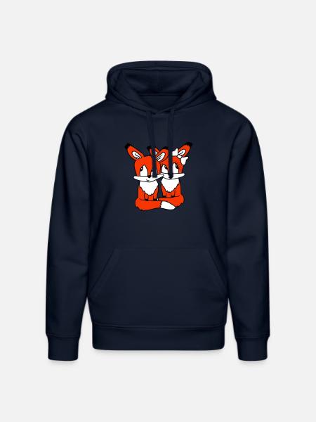 2 Foxes Couple In Love Two Friends Love Team Cute - Stanley/Stella DRUMMER Unisex Organic Hoodie - french navy