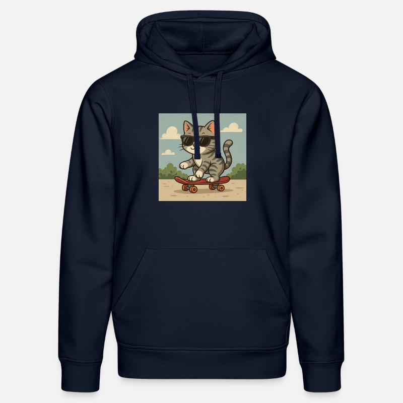 Chat cool sur le skateboard - Sweat à capuche bio DRUMMER Stanley/Stella Unisexe - bleu marine
