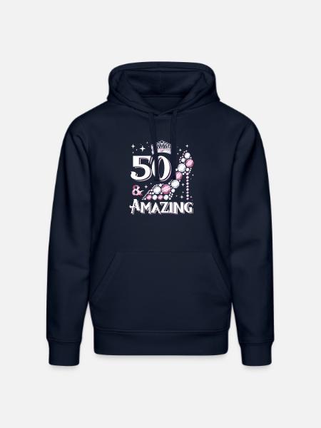 Stilfuldt skodesign til kvinders 50-års fødselsdag - Stanley/Stella DRUMMER økologisk unisex-hoodie - navy