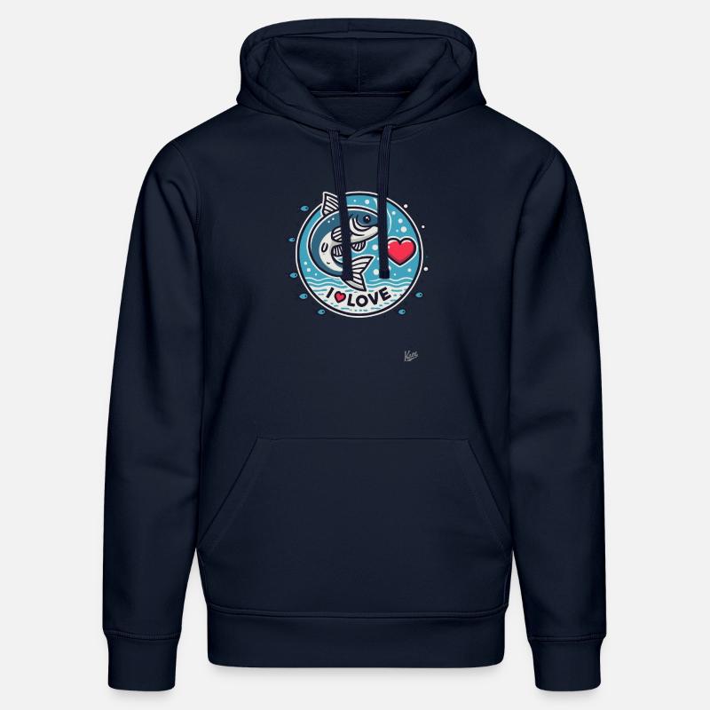 J’adore le poisson - Sweat à capuche bio DRUMMER Stanley/Stella Unisexe - bleu marine