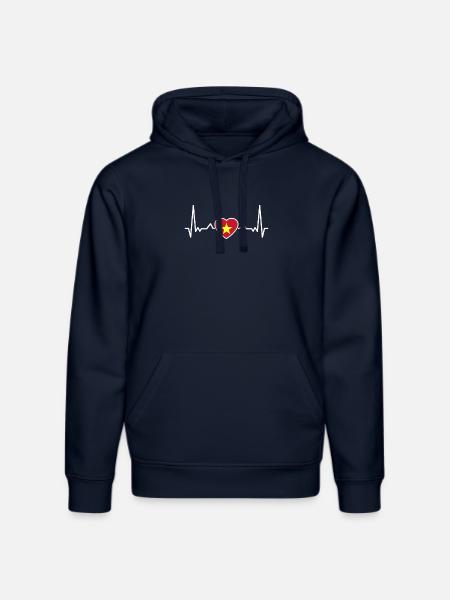 Vietnam Heartbeat Vietnamese Flag - Stanley/Stella DRUMMER Unisex Organic Hoodie - french navy