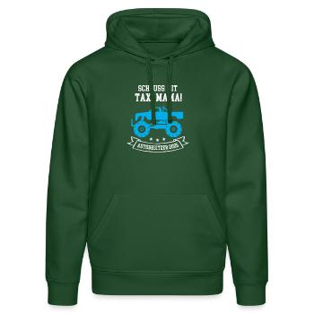 Autobesitzer 2025 Führerschein Bestanden Autofan - Stanley/Stella Unisex Bio-Hoodie DRUMMER  - Flaschengrün - Vorne - Liana (172cm) & Jaron (178cm)