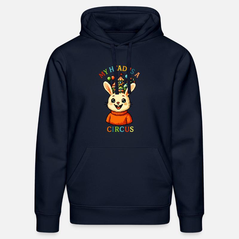 Mitt huvud är en cirkus - Ekologisk luvtröja DRUMMER unisex från Stanley/Stella - marinblå